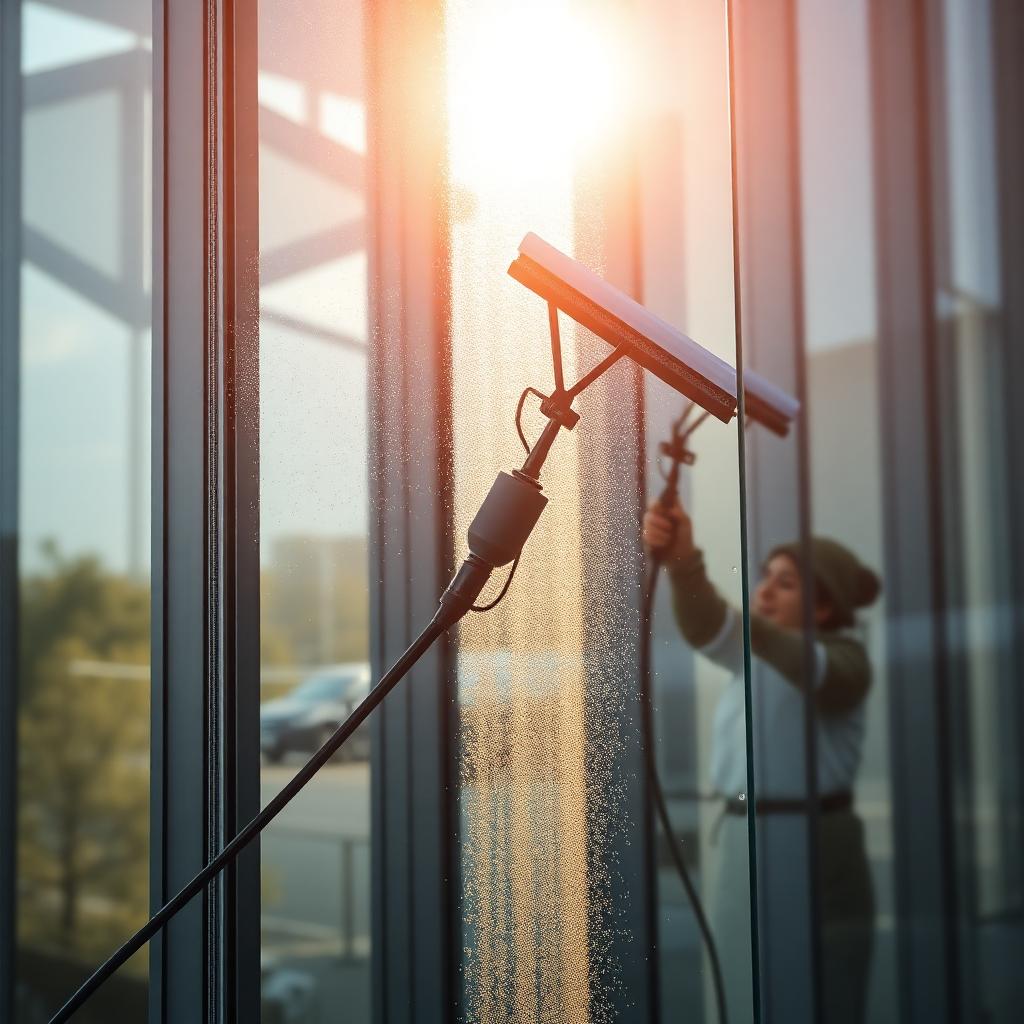 Glazenwasser aan het werk